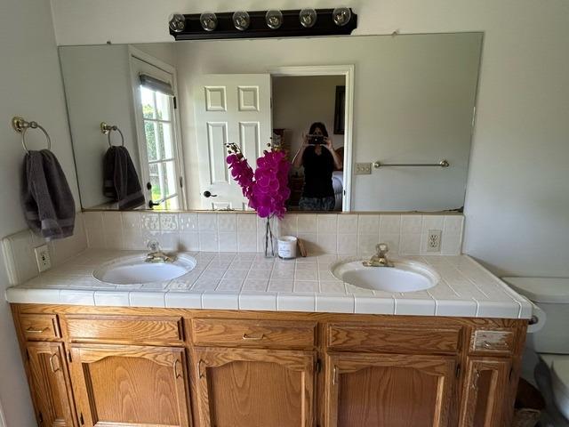 3046 Cypress Avenue Clovis, CA 93611 - Photo 35 of 48 a bathroom with a sink and a mirror