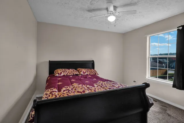 a bedroom with furniture and a window