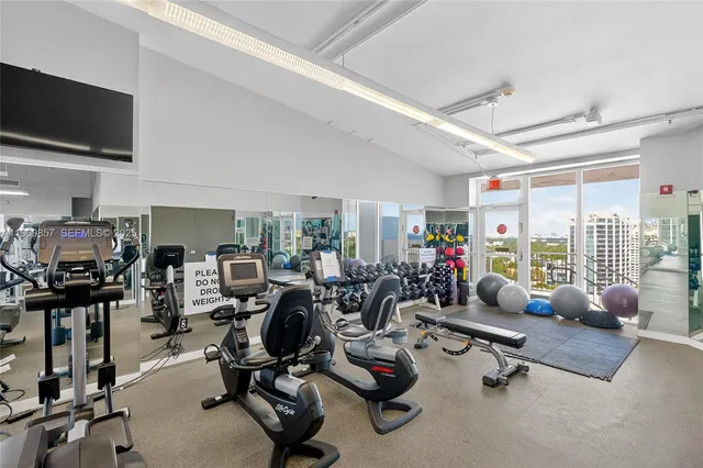 a view of a room with gym equipment