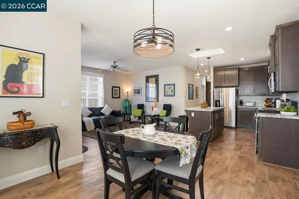 a view of a dining area with furniture