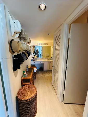 a room with furniture and a mirror