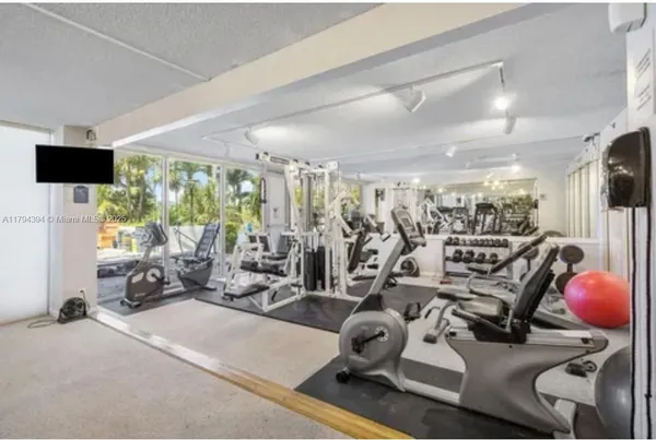 a view of a room with gym equipment