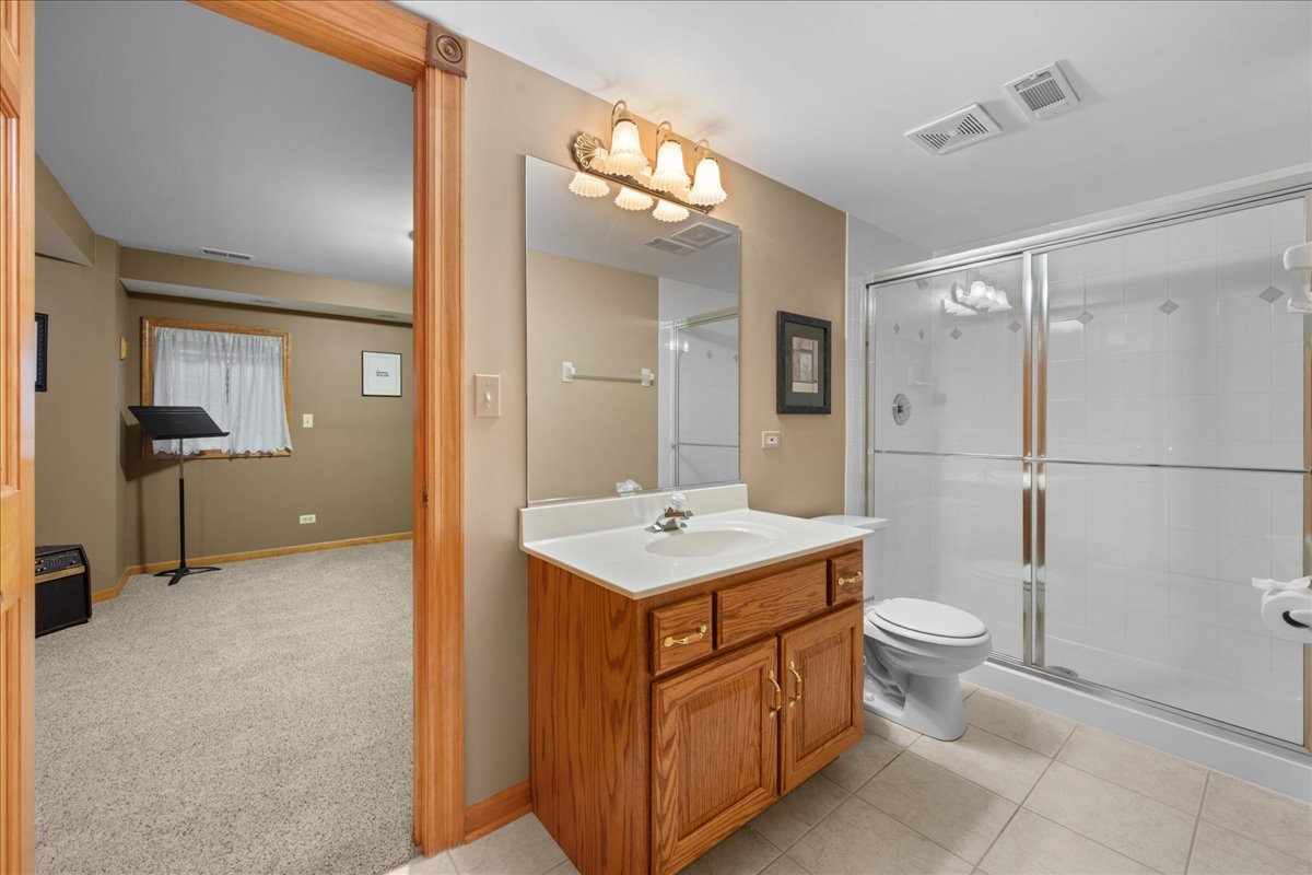 36W824 Red Gate Court St. Charles, IL 60175 - Photo 32 of 39 a bathroom with a sink a toilet a mirror and shower