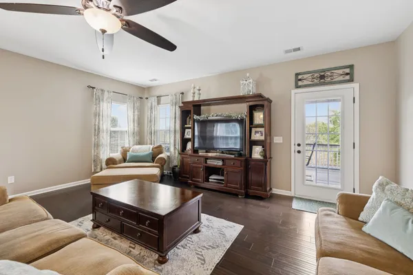 a view of front door with furniture