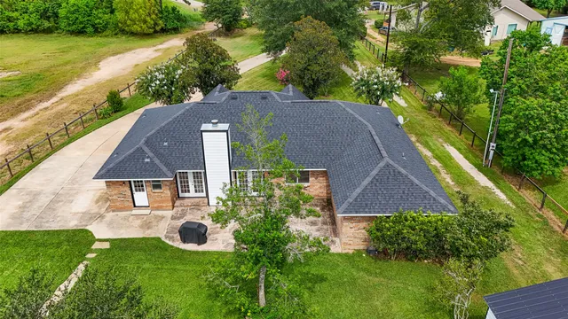 an aerial view of a house