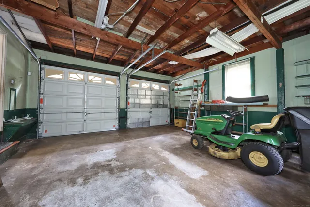 a view of a car in garage