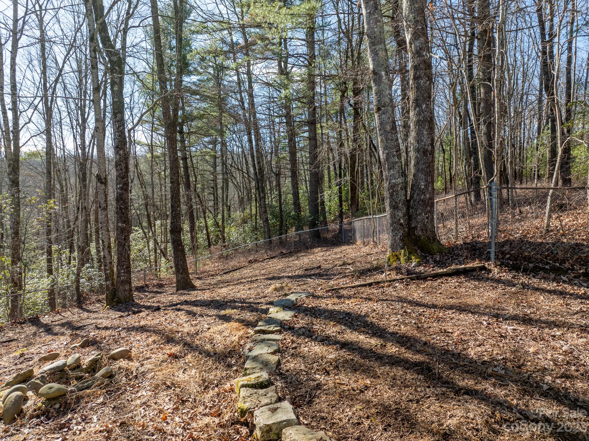430 Jeep Road Brevard, NC 28712 - Photo 13 of 45 a view of a backyard with large trees and wooden fence