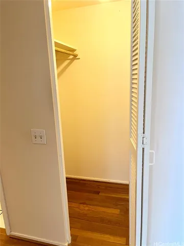 a view of a room with a door