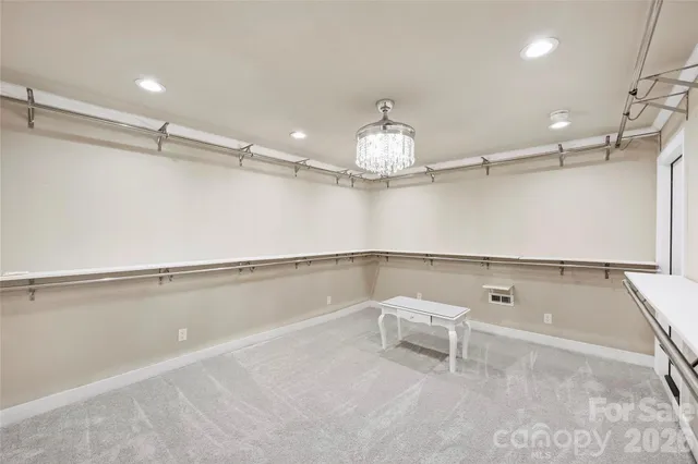 a view of a room with racks on the wall