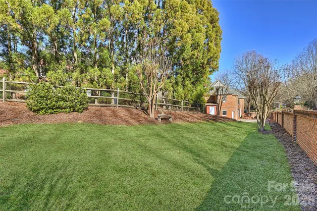 a view of yard with tree in the background