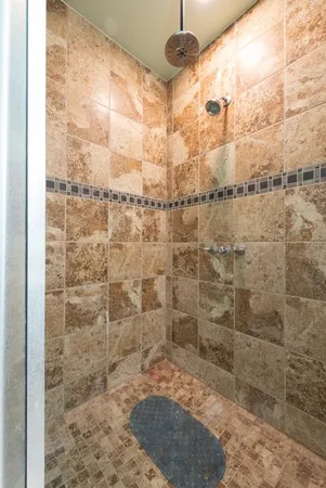 a bathroom with shower