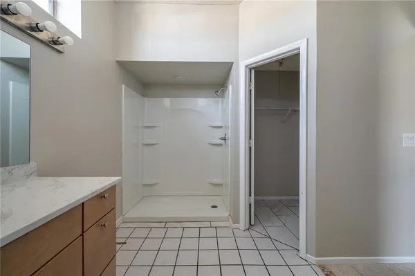 a view of an empty walk in closet