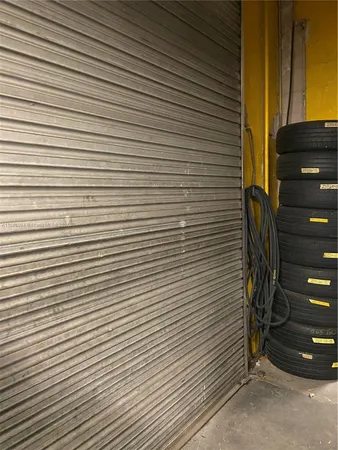 a view of a utility room with a door