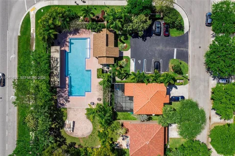 an aerial view of a house