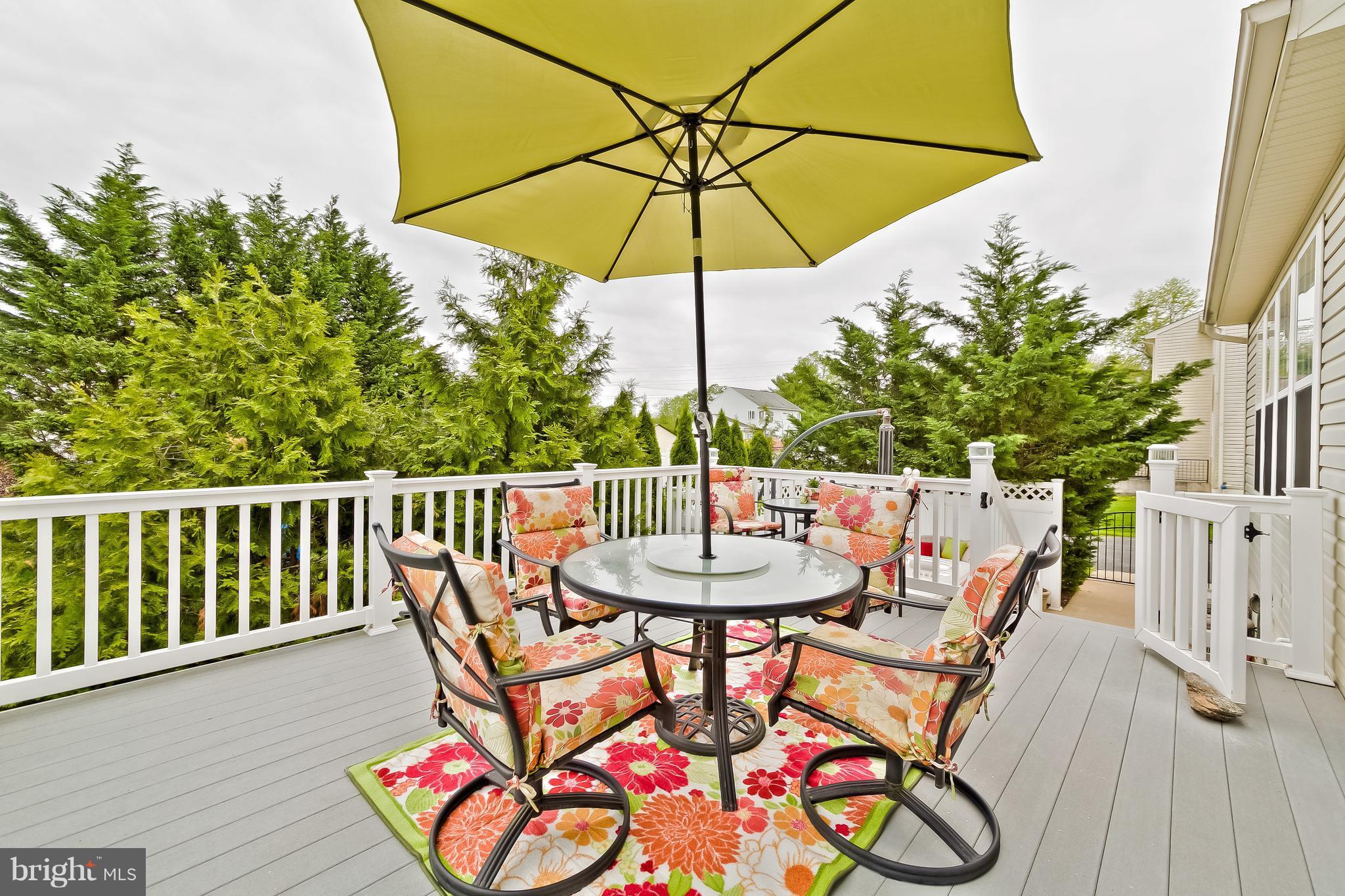 5704 New Forge Road White Marsh, MD 21162 - Photo 29 of 30 a view of a balcony with furniture and umbrella