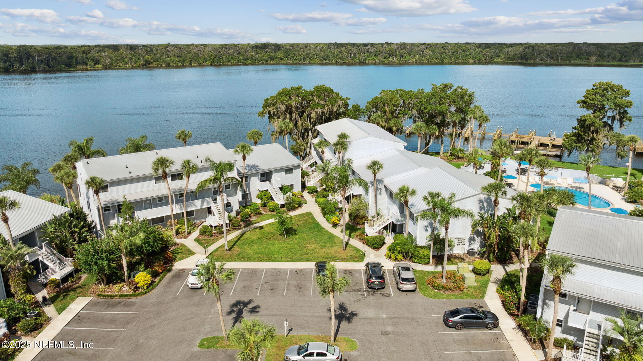 125 River Bend Road, Unit BLD D Welaka, FL 32193 - Photo 46 of 62 an aerial view of a house with a lake view