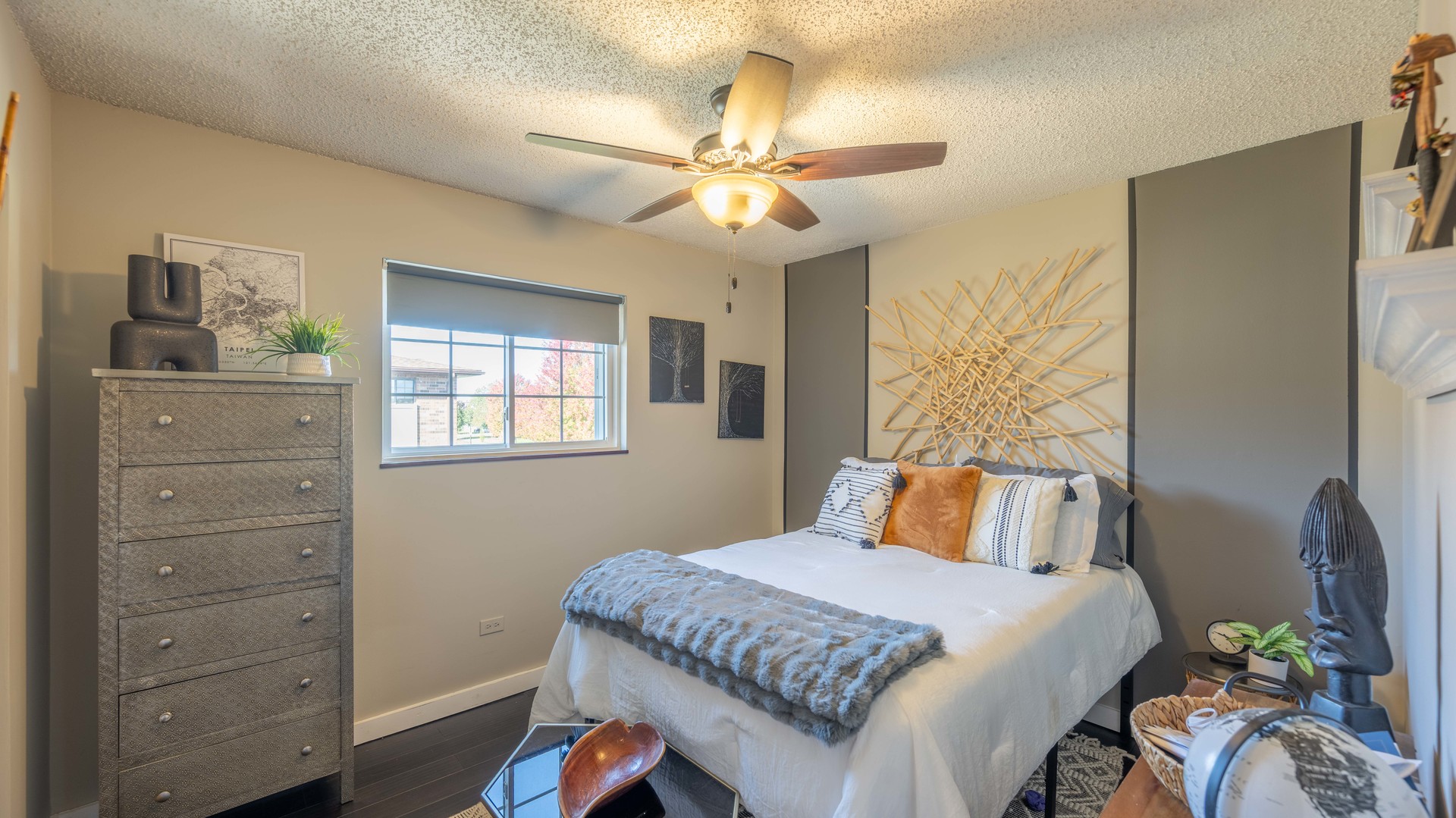 1234 Chalet Road, Unit 301 Naperville, IL 60563 - Photo 14 of 18 a bedroom with a bed and a chandelier