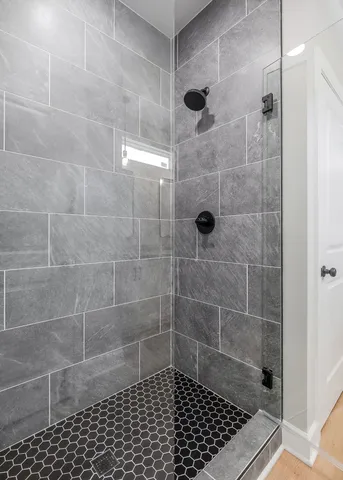 a bathroom with a shower
