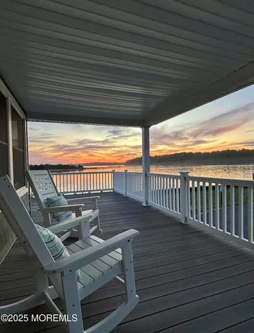 a view of a balcony with a table