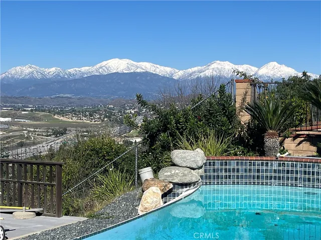 a view of a terrace with a garden