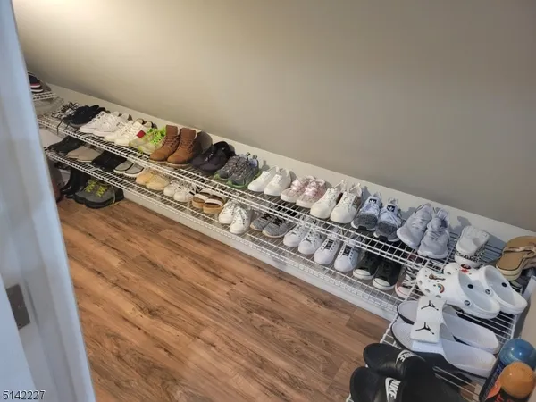 a view of a room with rack on the wall