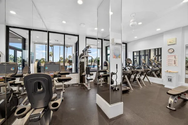 a view of a room with gym equipment