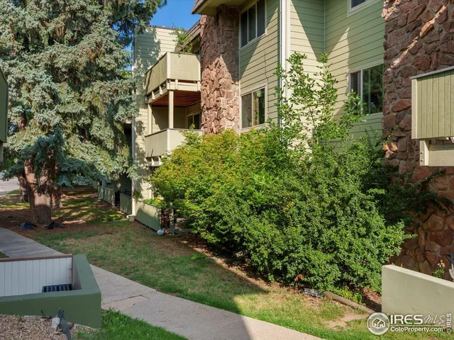 a view of a backyard with table and chairs and a large tree