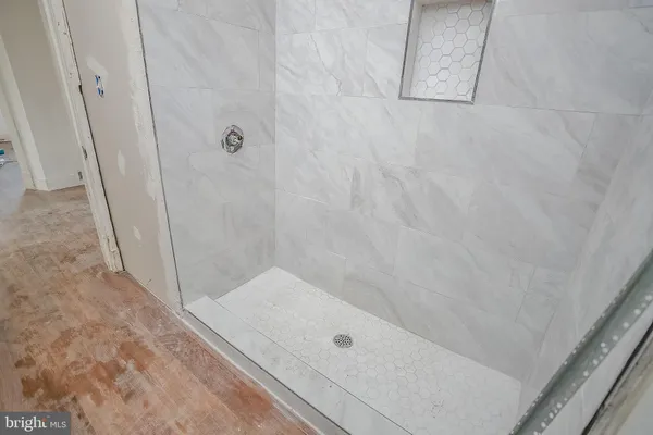 a bathroom with a bathtub