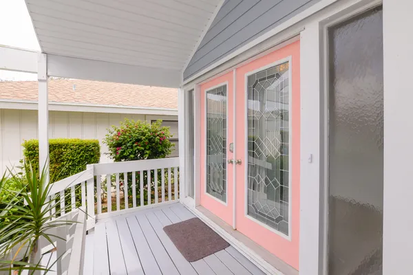 a view of a wooden deck