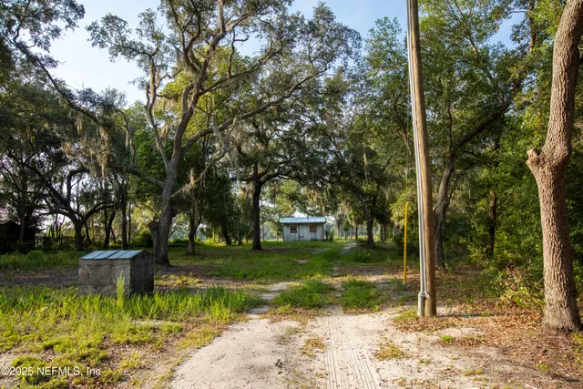 a backyard of a house with lots of green space