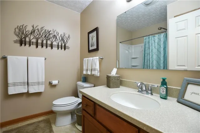 a bathroom with a toilet a sink and mirror