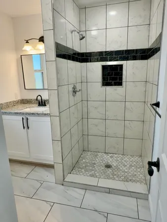 a bathroom with a shower