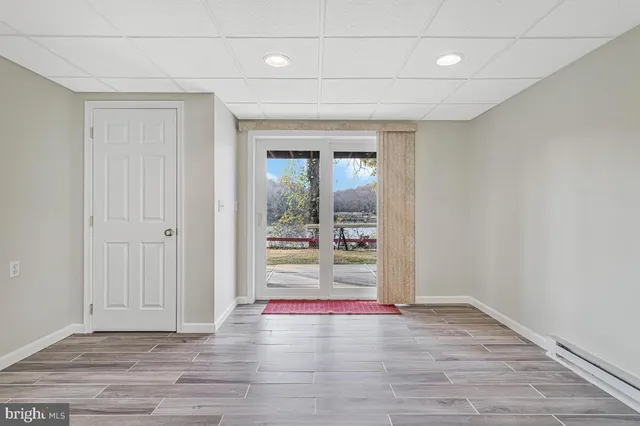 a view of a garden with wooden floor