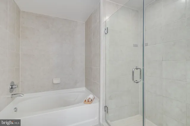 a bathroom with a bathtub