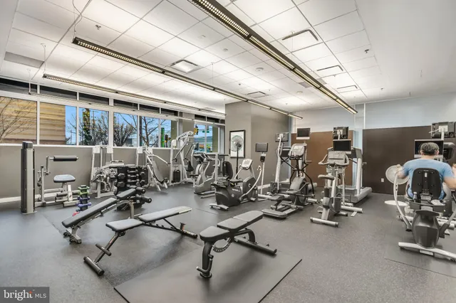 a view of a room with gym equipment