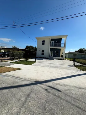 a view of car parked in front of building