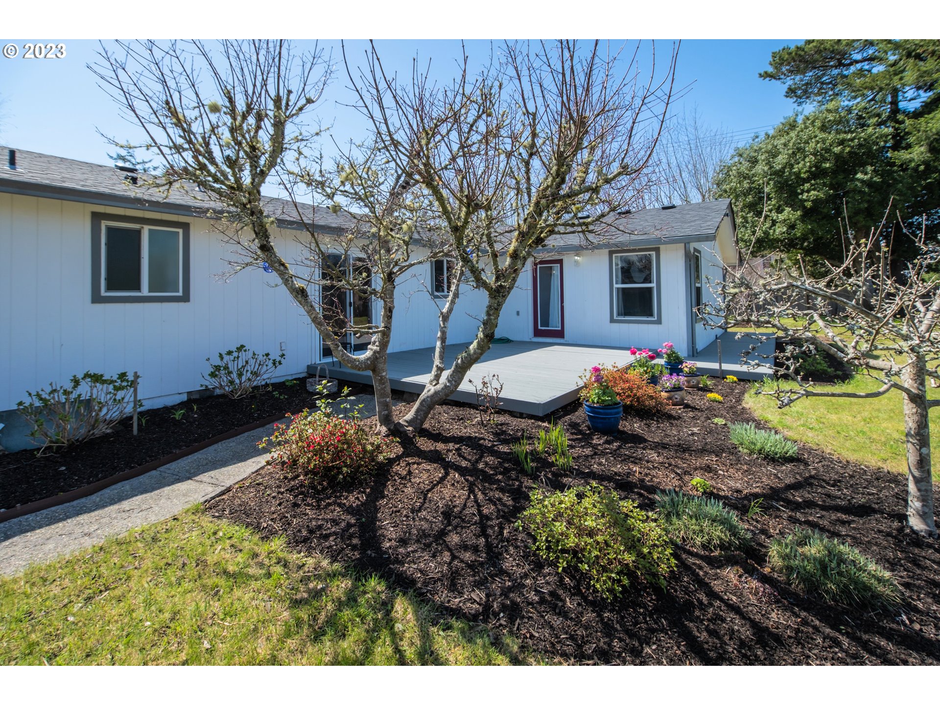 2035 16th Street Florence, OR 97439 - Photo 20 of 30 a backyard of a house with lots of green space