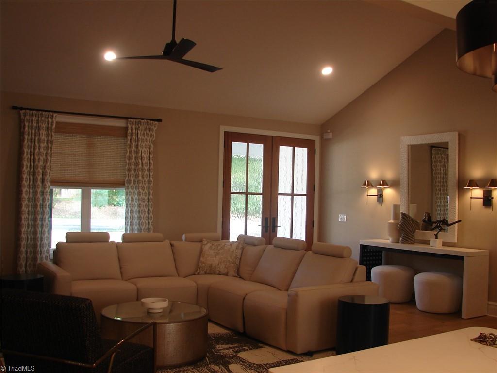 4034 Waterview Road High Point, NC 27265 - Photo 2 of 31 Vaulted ceiling in great room, recessed lighting ceiling fan and gas logs.