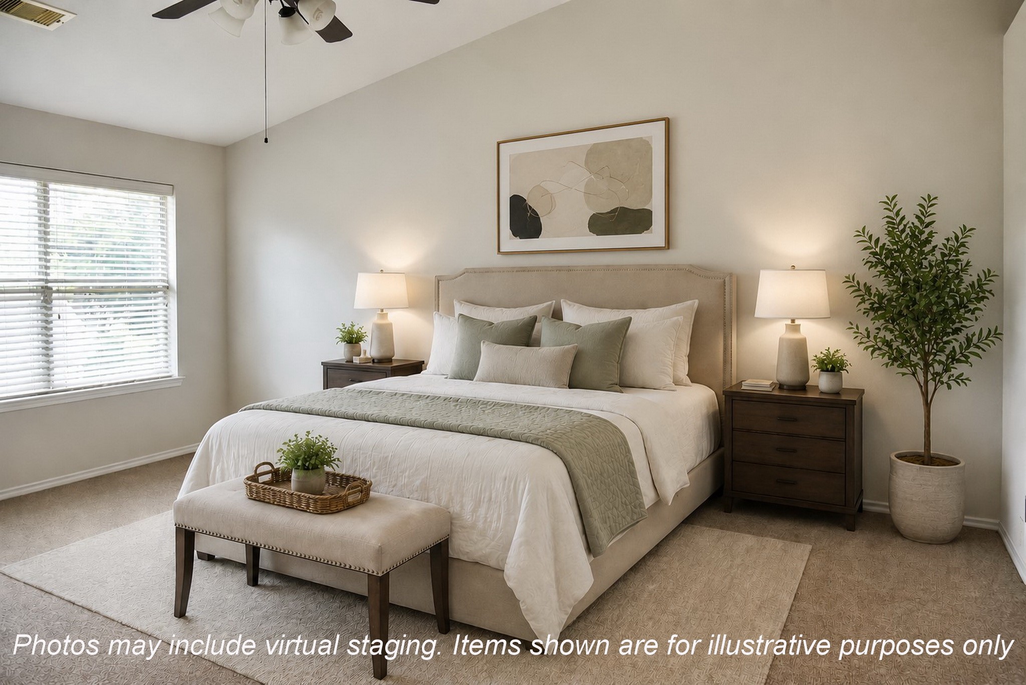 13600 Breton Ridge Street, Unit 20B Houston, TX 77070 - Photo 21 of 32 a bedroom with a bed and a potted plant