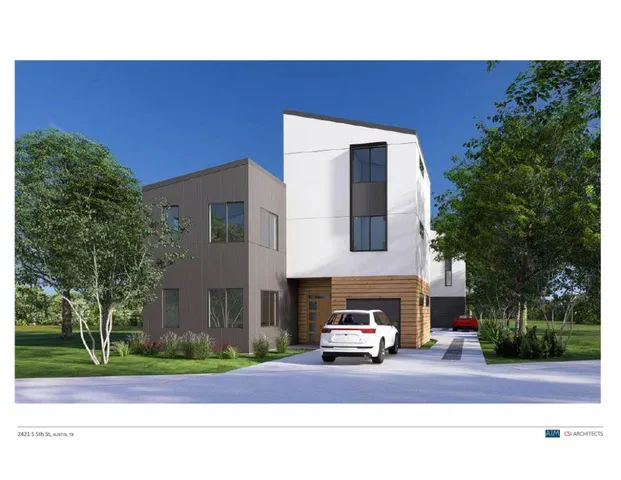 a view of a car in front of a house