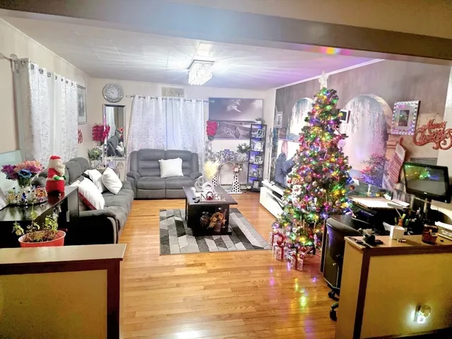 a living room filled with furniture and a potted plant
