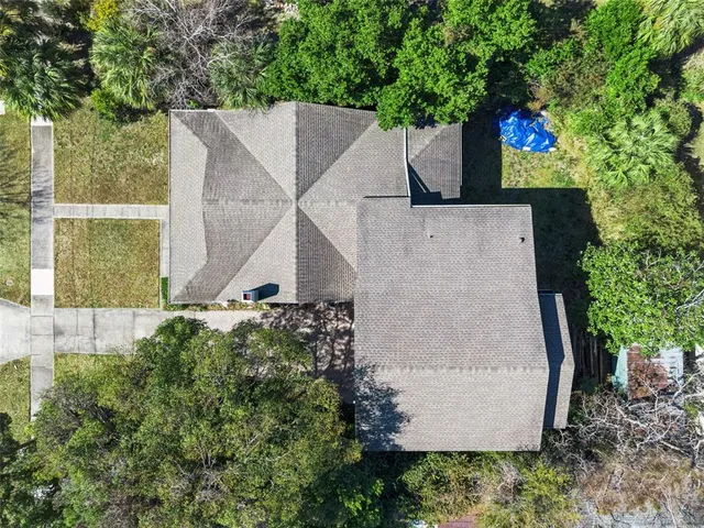 an aerial view of a house
