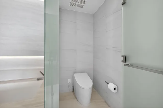 a view of a bathtub in a room