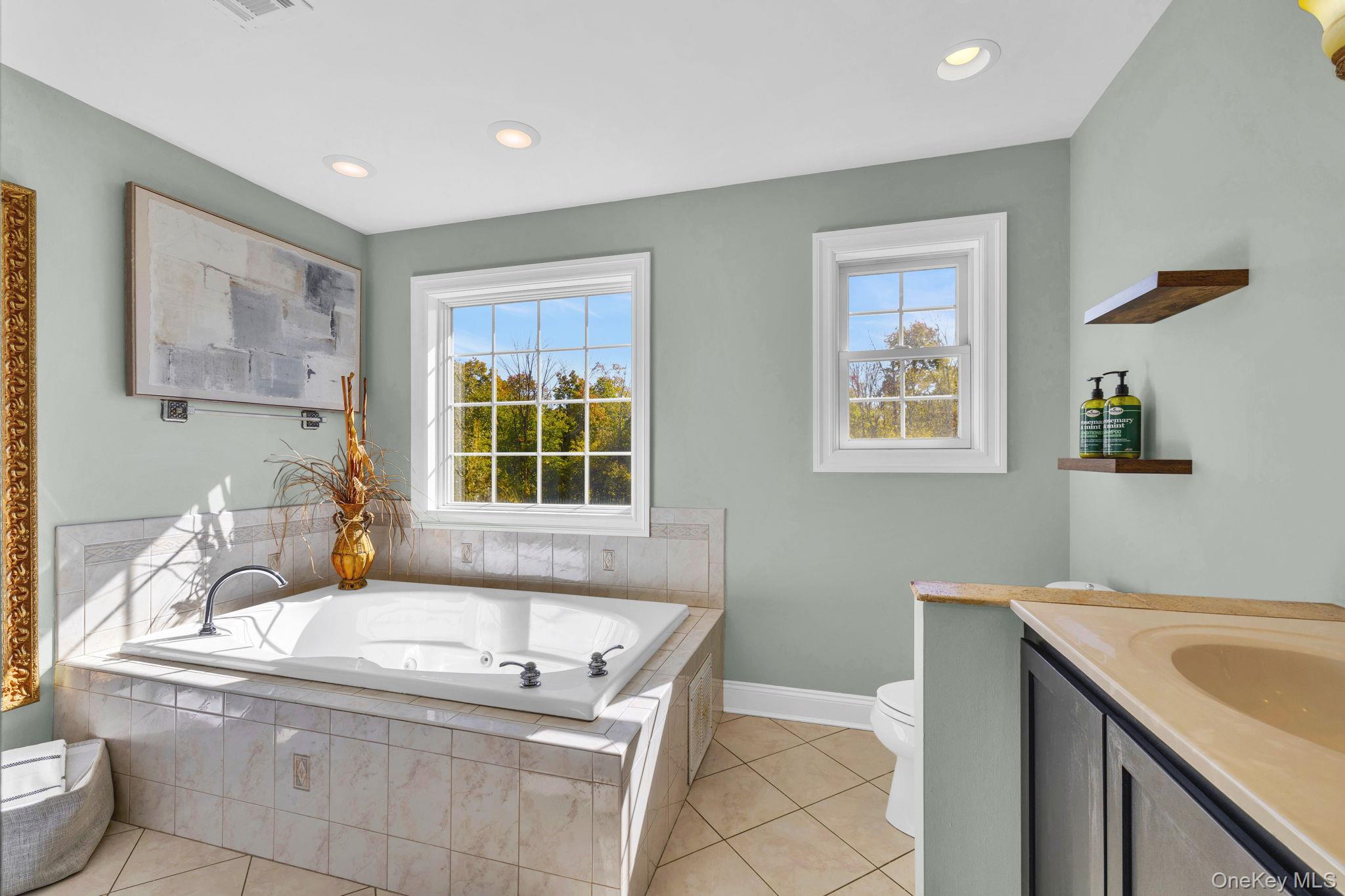 1174 Mountain Road Port Jervis, NY 12771 - Photo 22 of 34 a bathroom with a granite countertop sink a toilet and bathtub