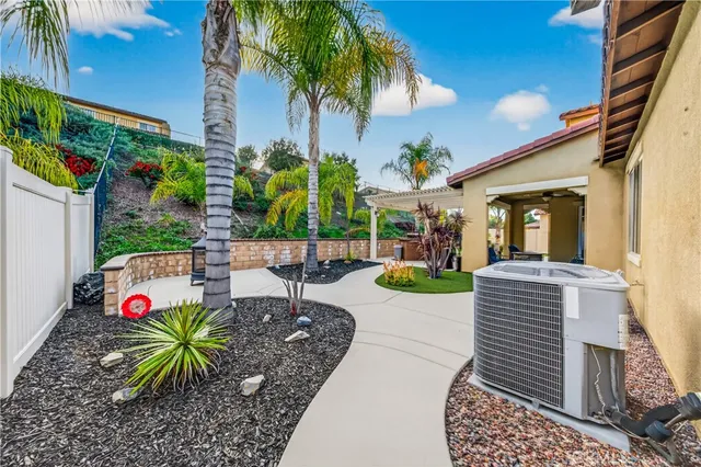 a view of a table and chairs in patio