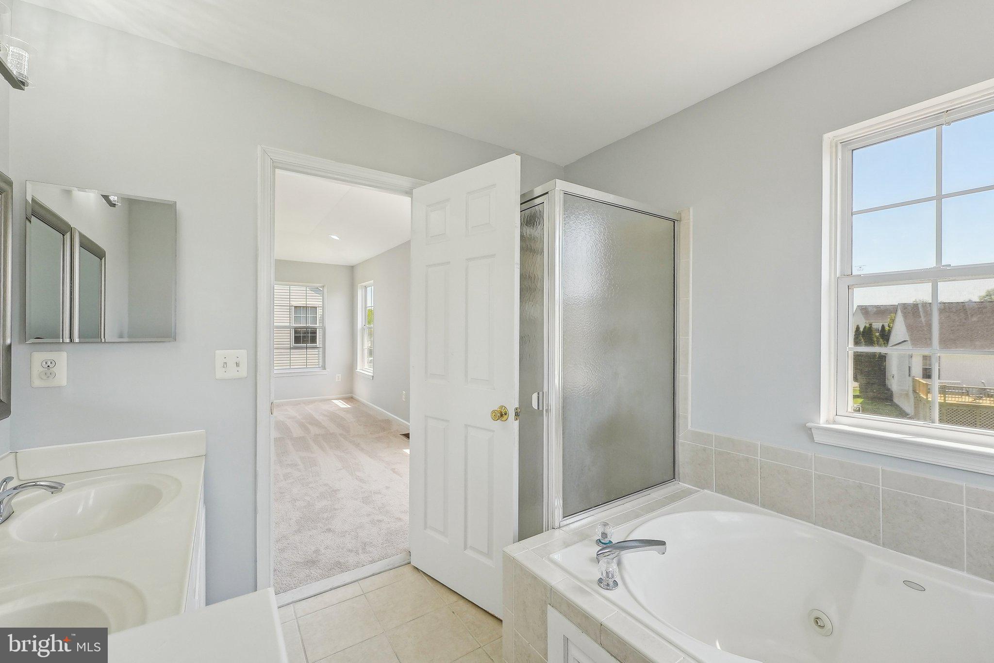 25 Keswick Road East Windsor, NJ 08520 - Photo 17 of 41 a bathroom with a tub a sink and a large mirror