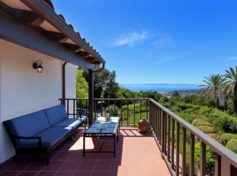 1021 Las Alturas Road Santa Barbara, CA 93103 - Photo 12 of 20 a balcony with wooden floor and outdoor seating