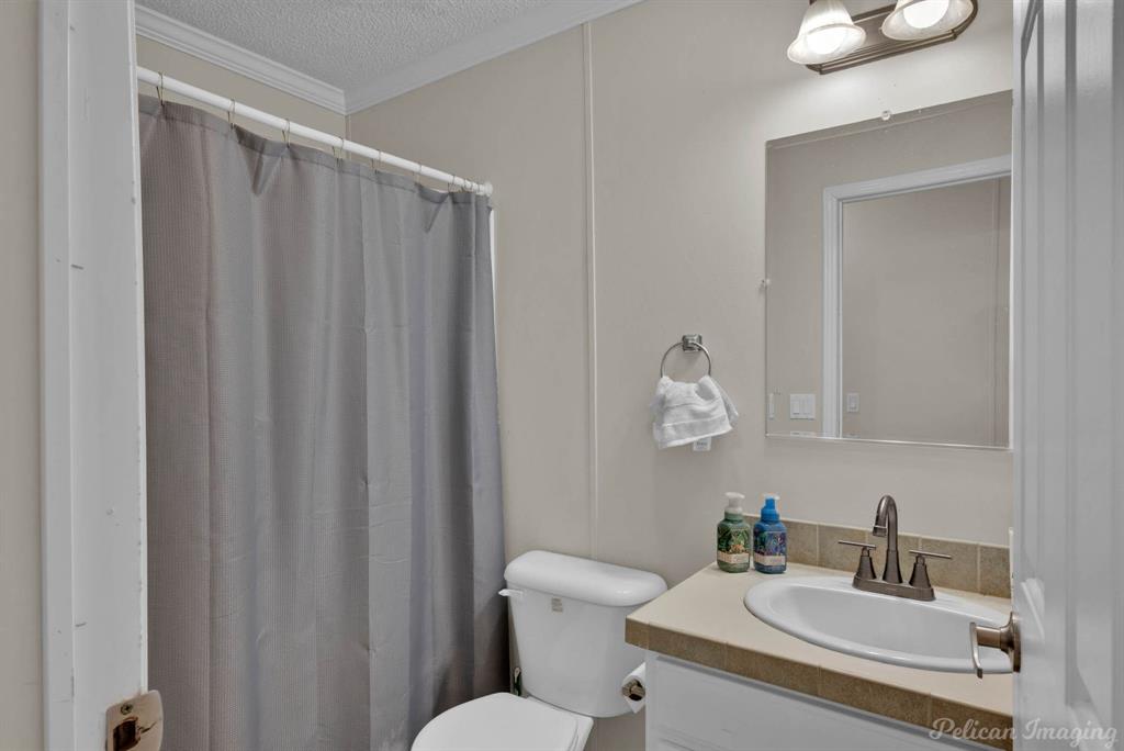 62 Princeton Lane Princeton, LA 71067 - Photo 20 of 33 Full bath with vanity, a textured ceiling, and ornamental molding