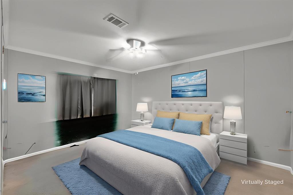 62 Princeton Lane Princeton, LA 71067 - Photo 21 of 33 Bedroom with ornamental molding and ceiling fan