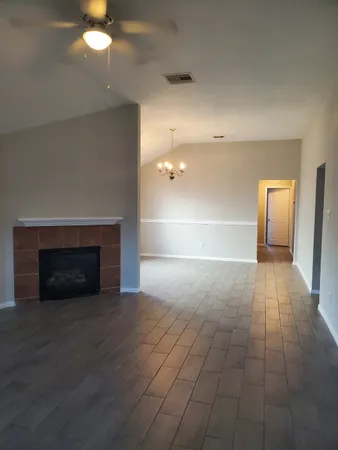 a view of a livingroom with a fireplace